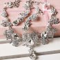 Bridal dangle bow Rhinestone Crystal necklace earring set NR458