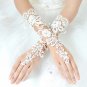 Bridal prom sexy Lace ivory flower Fingerless Gloves S37