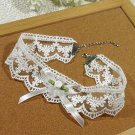 Gothic Lolita Crochet  Lace ribbon white Flower Choker necklace NR292