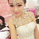 Bridal crystal Rhinestone shoulder deco necklace bib tiara crown NR445