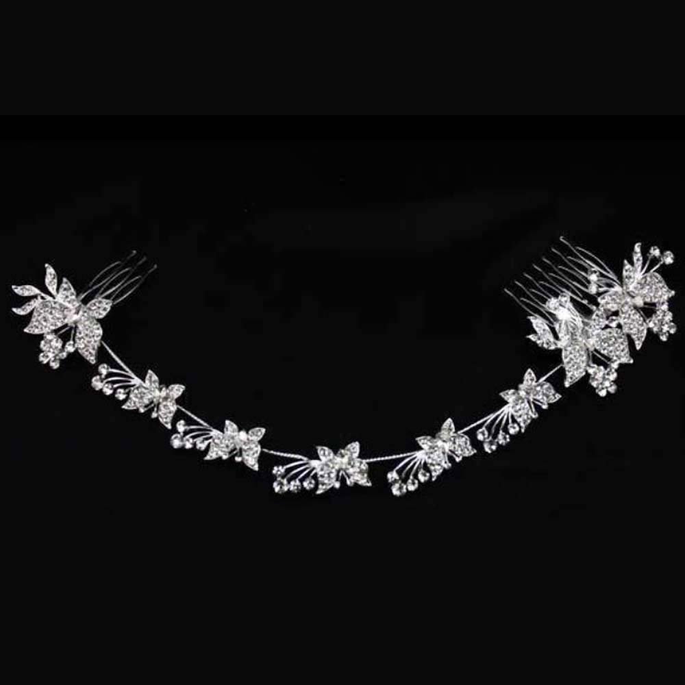 Bridal Rhinestone Butterfly Headpiece clear Crystal Hair tiara Comb RB669