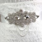 Crystal Bridal Sash-Rhinestone waist dangle applique Dress Belt HR366
