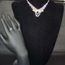 4 items Bridal rhinestone bracelet ring necklace earring NR217
