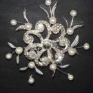 2 pc Bridal Rhinestone Faux pearl Headpiece Flower Crystal Hair tiara Comb RB630