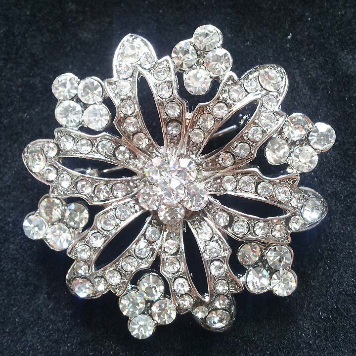 Bridal vintage style Corsage Czech crystal Rhinestone brooch pin PI594