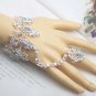 Bridal A B crystal silver tone slave Bracelet necklace earring set NR322