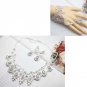 Bridal A B crystal silver tone slave Bracelet necklace earring set NR322