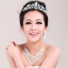 Bridal elegant Rhinestone Crystal silver tone necklace earring set NR454