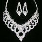 Bridal elegant Rhinestone Crystal silver tone necklace earring set NR454