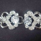 Repair Dress Crystal silver tone clear Rhinestone clasp hook buckle button BU13
