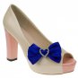2 pcs Bow Bridal Prom blue black ivories Repair Heart Rhinestone Shoe Clip SA10
