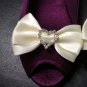 2 pcs Bow Bridal Prom blue black ivories Repair Heart Rhinestone Shoe Clip SA10