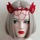 Masquerade Costume Party Red dangle Devil Queen hair headband headpiece HR420