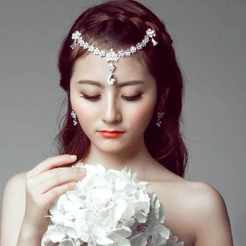 Bridal Rhinestone head chain Adjustable forehead band headpiece Hair Tiara HR342