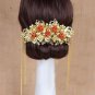 Bridal Chinese gold tone red flower Hair comb Phoenix Crown RB686