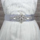 Black Gray white Bridal Sash Rhinestone waist Wedding applique Dress Belt HR432