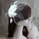 Bridal flower feather veil feather Birdcage Fascinator net hair clip BA205