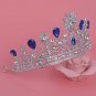 Baroque Bridal Rhinestone crystal blue rhinestone silver crown Hair tiara HR434