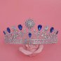 Baroque Bridal Rhinestone crystal blue rhinestone silver crown Hair tiara HR434