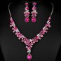 Colorful Bridal dangle flower Rhinestone Crystal Hair necklace earring set NR488