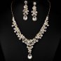 Colorful Bridal dangle flower Rhinestone Crystal Hair necklace earring set NR488