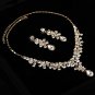 Colorful Bridal dangle flower Rhinestone Crystal Hair necklace earring set NR488