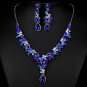 Colorful Bridal dangle flower Rhinestone Crystal Hair necklace earring set NR488