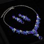 Colorful Bridal dangle flower Rhinestone Crystal Hair necklace earring set NR488