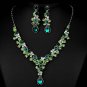 Colorful Bridal dangle flower Rhinestone Crystal Hair necklace earring set NR488