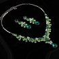 Colorful Bridal dangle flower Rhinestone Crystal Hair necklace earring set NR488