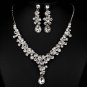 Colorful Bridal dangle flower Rhinestone Crystal Hair necklace earring set NR488