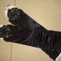 14" Bridal prom Black Lace Satin Fingerless Gloves S06