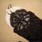 14" Bridal prom Black Lace Satin Fingerless Gloves S06