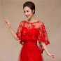 Bridal bow lace edge embroidery clasp Shrug Red Shawl Stole Wrap Cape SF157