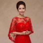 Bridal bow lace edge embroidery clasp Shrug Red Shawl Stole Wrap Cape SF157