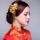2 pcs Bridal Chinese gold tone flower Hair comb Phoenix Crown RB698