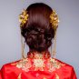 2 pcs Bridal Chinese gold tone flower Hair comb Phoenix Crown RB698
