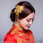 2 pcs Bridal Chinese gold tone flower Hair comb Phoenix Crown RB698