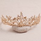 Bridal Gold tone dragonfly vine Crystal Baroque queen crown tiara HR475