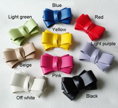 2 pcs Bow PU leather Repair Rhinestone Shoe Charm Clip SA40