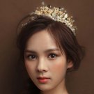 Bridal Queen gold tone Faux pearl rhinestone Head tiara Crown headband HR460