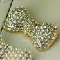 2 pcs Bow silver gold Faux pearl Repair Clear Rhinestone Shoe Charm Clip SA29