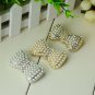 2 pcs Bow silver gold Faux pearl Repair Clear Rhinestone Shoe Charm Clip SA29