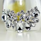 2 pcs a pair Bridal Prom silver tone Repair Clear Rhinestone Shoe Charm Clip SA6