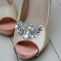 2 pcs a pair Bridal Prom silver tone Repair Clear Rhinestone Shoe Charm Clip SA6