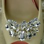 2 pcs a pair Bridal Prom silver tone Repair Clear Rhinestone Shoe Charm Clip SA6