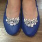 2 pcs a pair Bridal Prom silver tone Repair Clear Rhinestone Shoe Charm Clip SA6