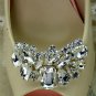2 pcs a pair Bridal Prom silver tone Repair Clear Rhinestone Shoe Charm Clip SA6