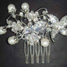 4 PCS BRIDAL FAUX PEARL FLOWER RHINESTONE TIARA COMB BH174