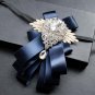 Bridal groom MC Rhinestone Shimmer Bow Tie Clip pin ribbon elastic band BA218